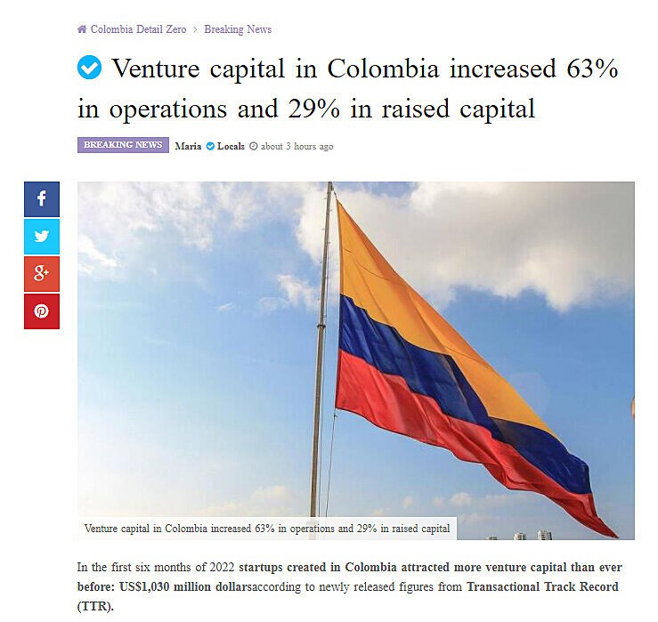 Venture capital in Colombia increased 63% in operations and 29% in raised capital